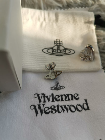 Black and silver heart and orb earrings (with box)