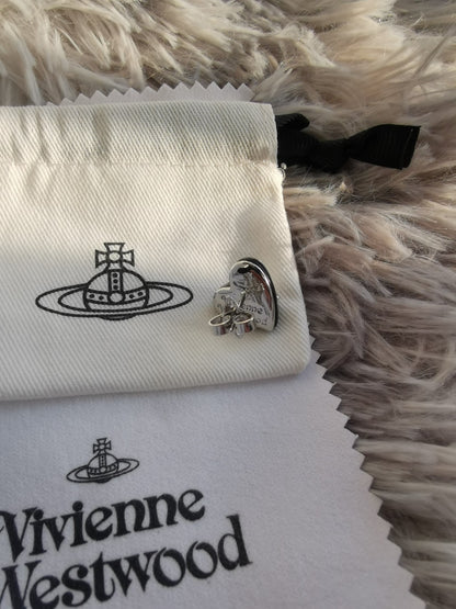 Black and silver heart and orb earrings (with box)