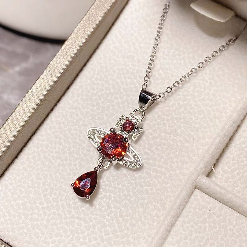 Red Necklace, Ring and Earrings Set (with box)