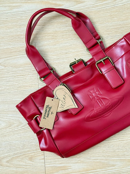 Cherry red Vwnana’s leather messenger bag (with dust bag) + free cardholder gift