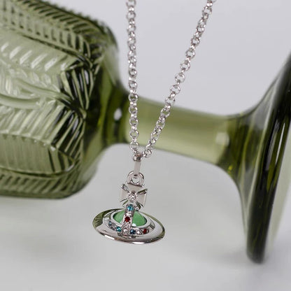 Green Orb Necklace and Earrings Set (with box)