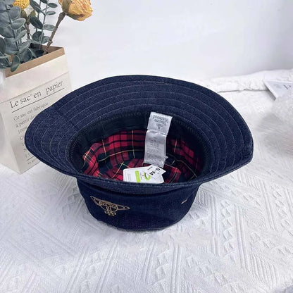 Embroidered Orb Denim Bucket Hat