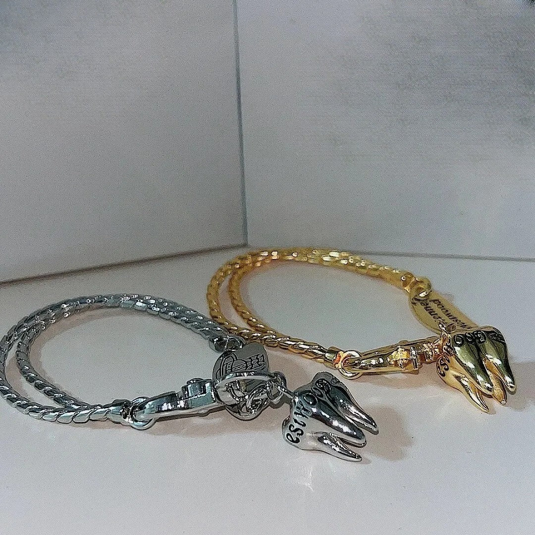 Double Chain Fang Charm Bracelet