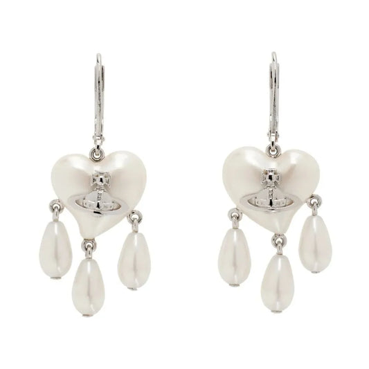 Heart Charm Orb Drop Earrings