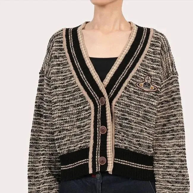 Contrast Stitch Knit Cardigan