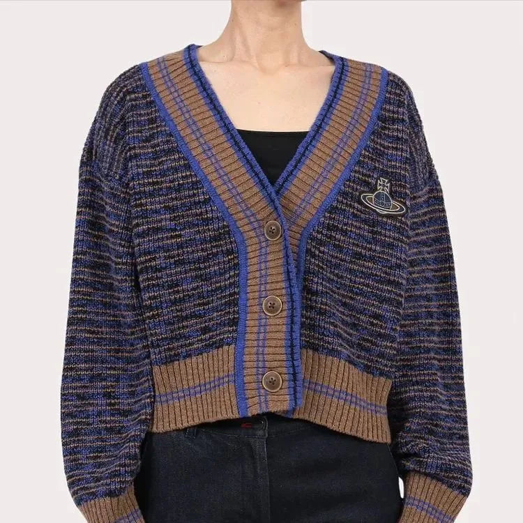 Contrast Stitch Knit Cardigan