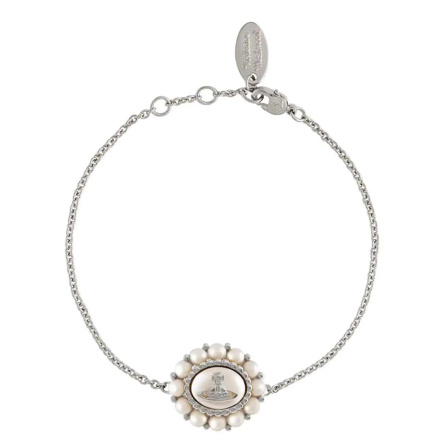 Pearl-Trimmed Orb Emblem Bracelet