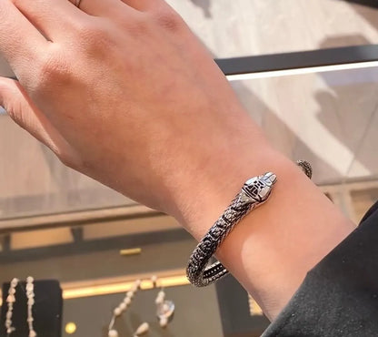 Serpent-Textured Metal Bangle