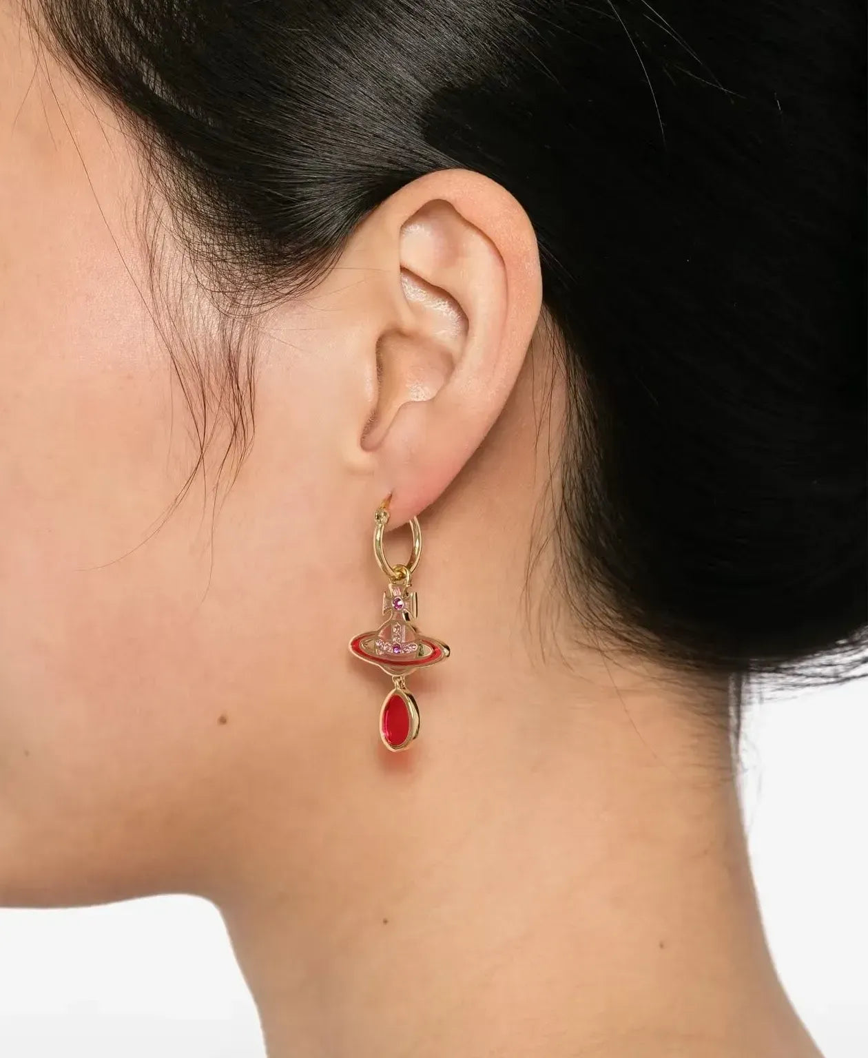 Gemstone Drop Orb Earrings