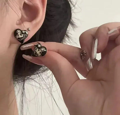 Heart Enamel Stud Earrings