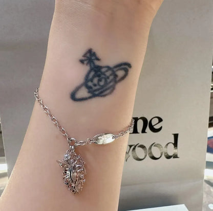 Leaf Emblem Charm Chain Bracelet