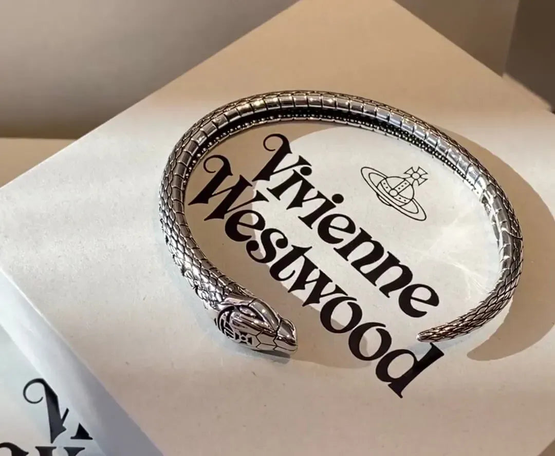 Serpent-Textured Metal Bangle