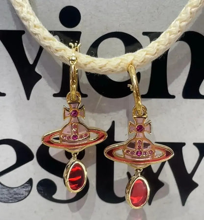 Gemstone Drop Orb Earrings