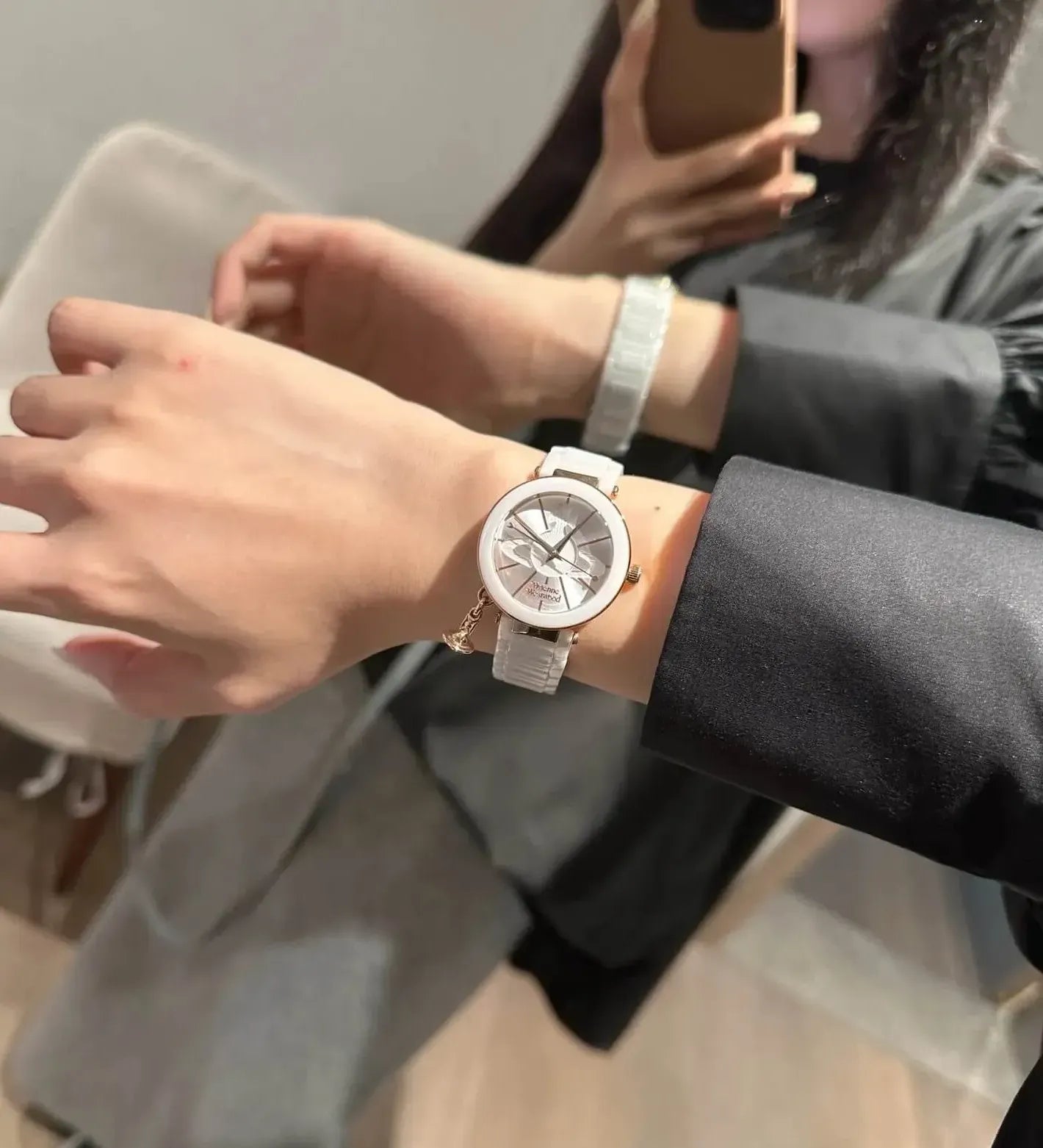 Ceramic Orb Charm Bracelet Watch