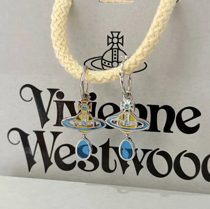 Gemstone Drop Orb Earrings