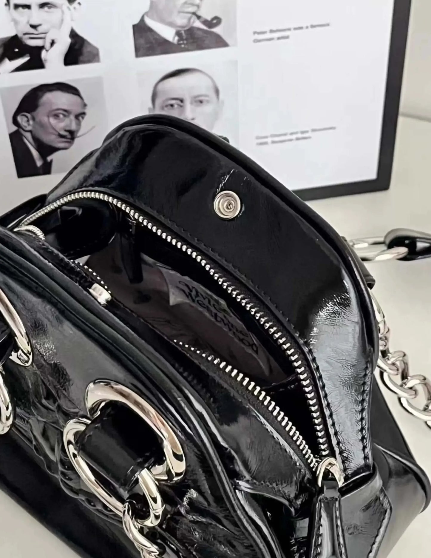 Mini Chain Handbag with Emblem