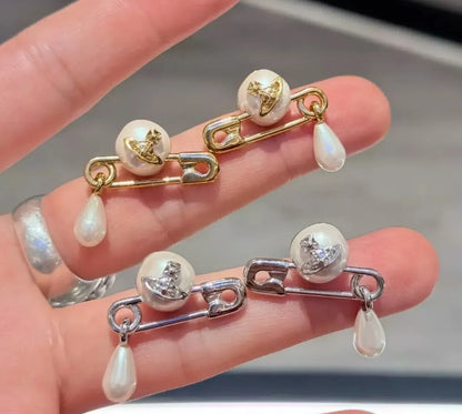 Orb Pearl Pin Drop Earrings