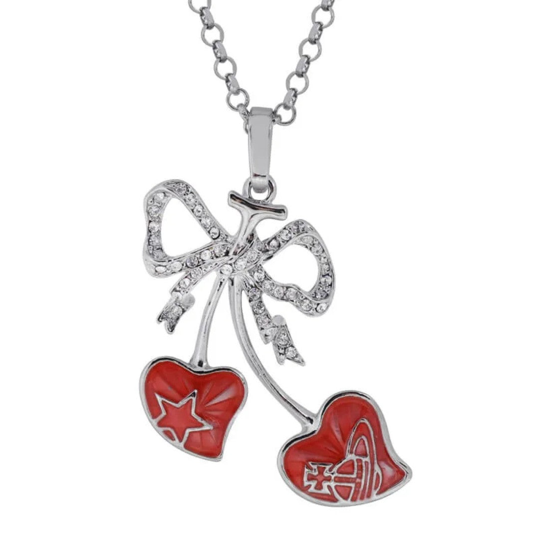 Red Cherry Ribbon Necklace