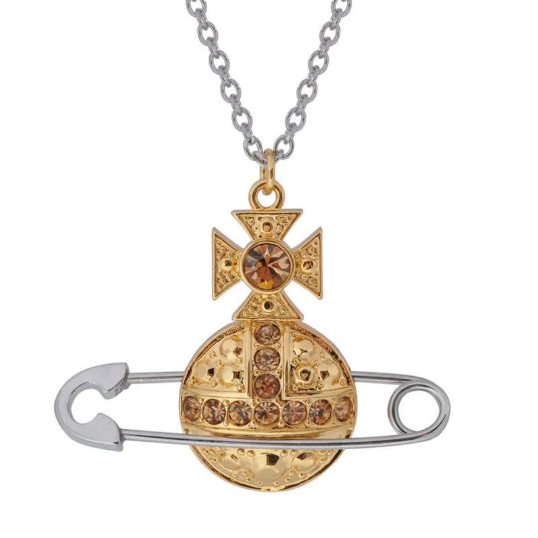 Large Pin Diamond Saturn Necklace