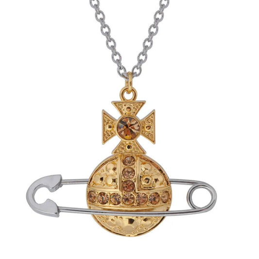 Large Pin Diamond Saturn Necklace